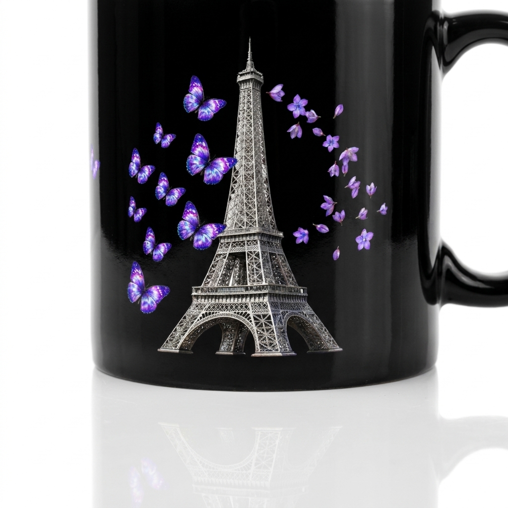 tsgabrielle® • Paris - La Tour Eiffel • Mug brillant • Noir • Céramique • 2 Tailles