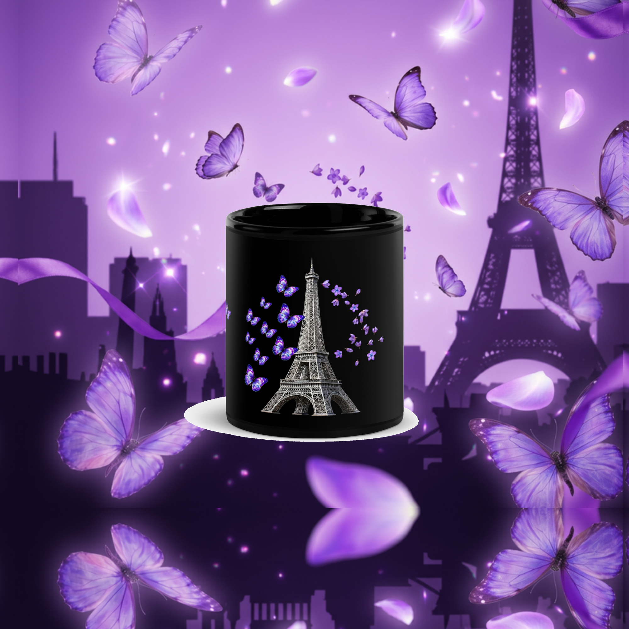 tsgabrielle® • Paris - La Tour Eiffel • Mug brillant • Noir • Céramique • 2 Tailles