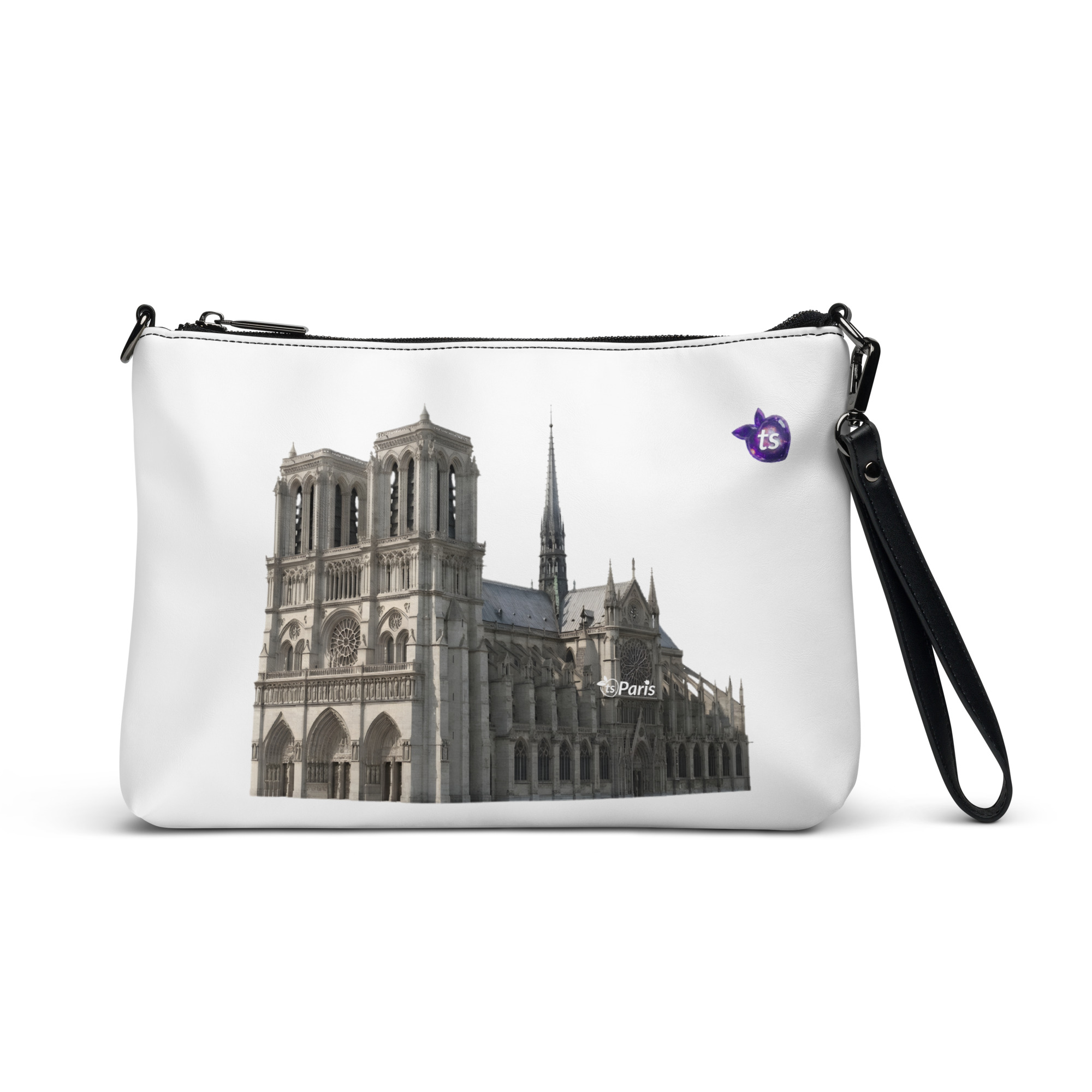 tsgabrielle® • Paris - Cathédrale Notre-Dame • Sac bandoulière • Blanc • 28 × 20 cm