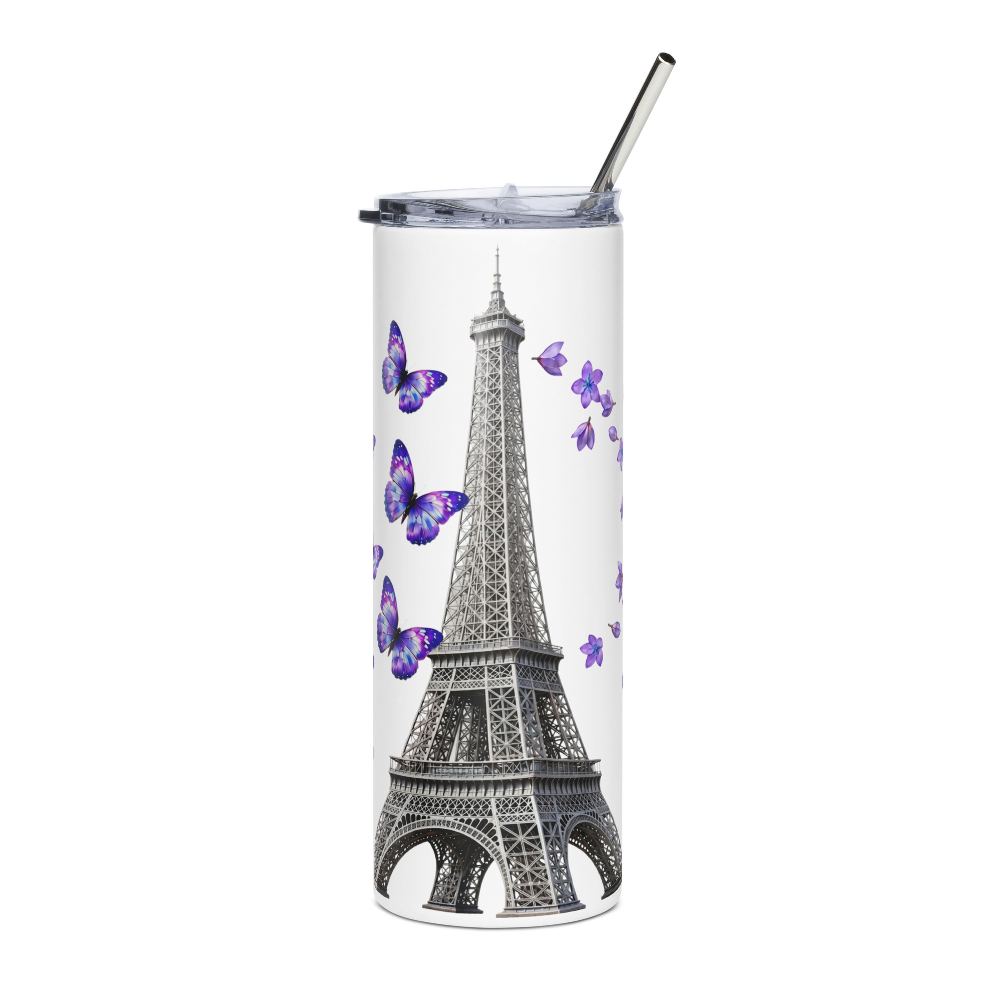 tsgabrielle® • Paris - La Tour Eiffel • Gobelet • Acier inoxydable • Blanc • 20 oz • Maison & Décoration