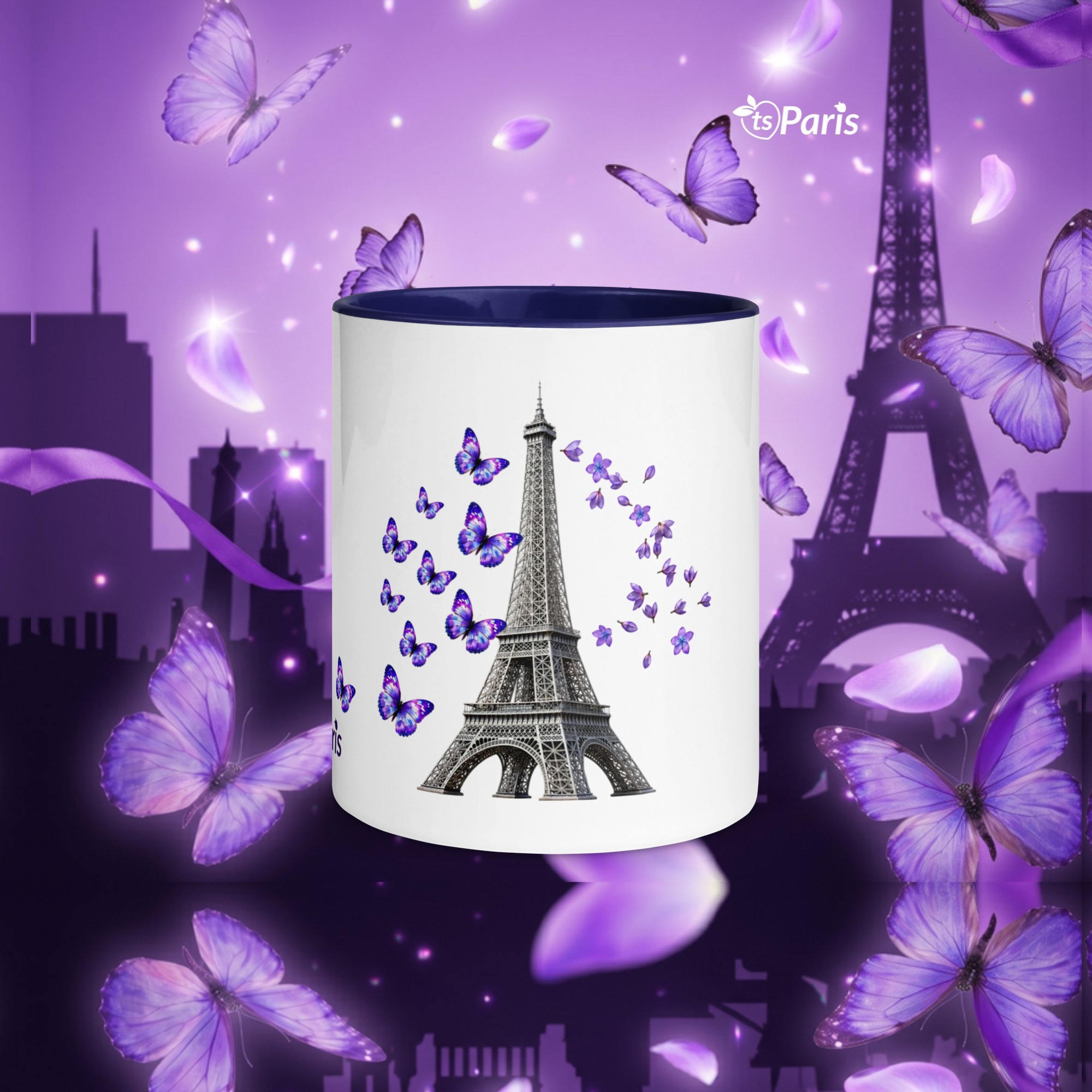 tsgabrielle® • Parijs - De Eiffeltoren • Mok Met Kleur Vanbinnen • Keramiek • 11 oz - Dark Blue - View 10