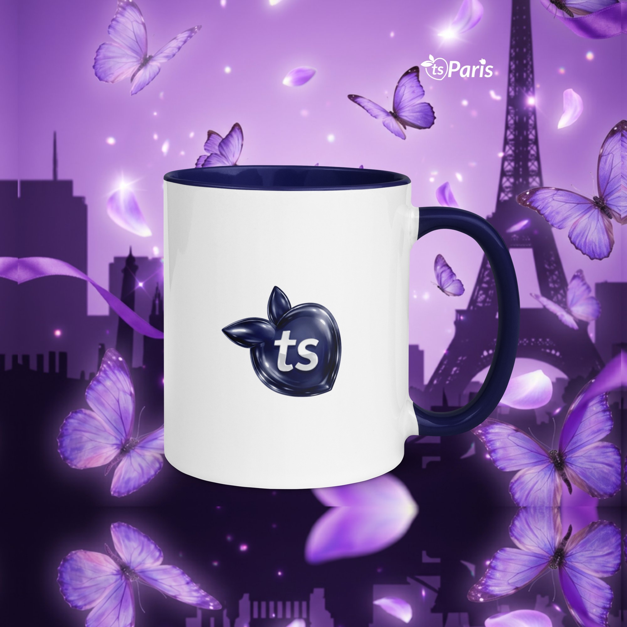 tsgabrielle® • Parijs - De Eiffeltoren • Mok Met Kleur Vanbinnen • Keramiek • 11 oz - Dark Blue - View 11