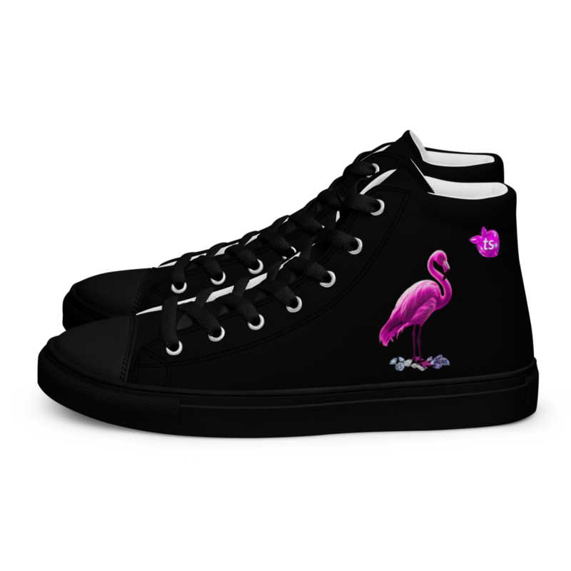 tsgabrielle® • Pour Lui • Flamant Rose • Baskets Montantes en Toile • Noir