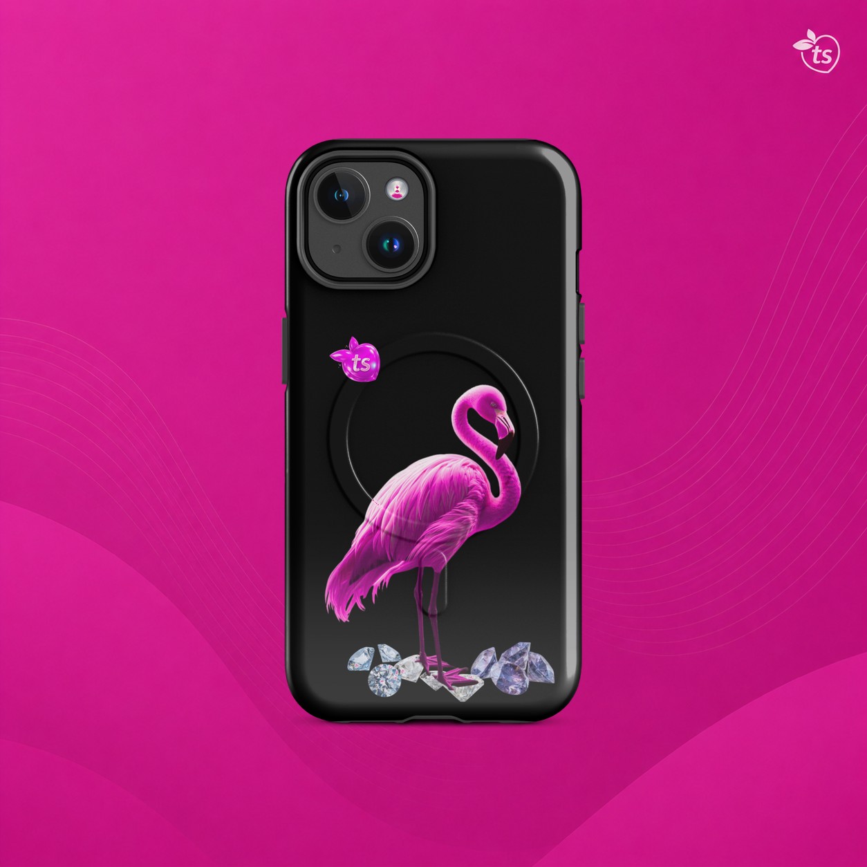 tsgabrielle® • Flamant Rose • Coque Résistante Compatible avec iPhone® • MagSafe® • Derniers Modèles