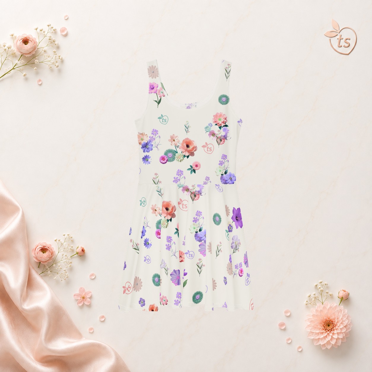 tsgabrielle® • Pour Elle • TransFLOWer™ • Robe Skater • Blanc