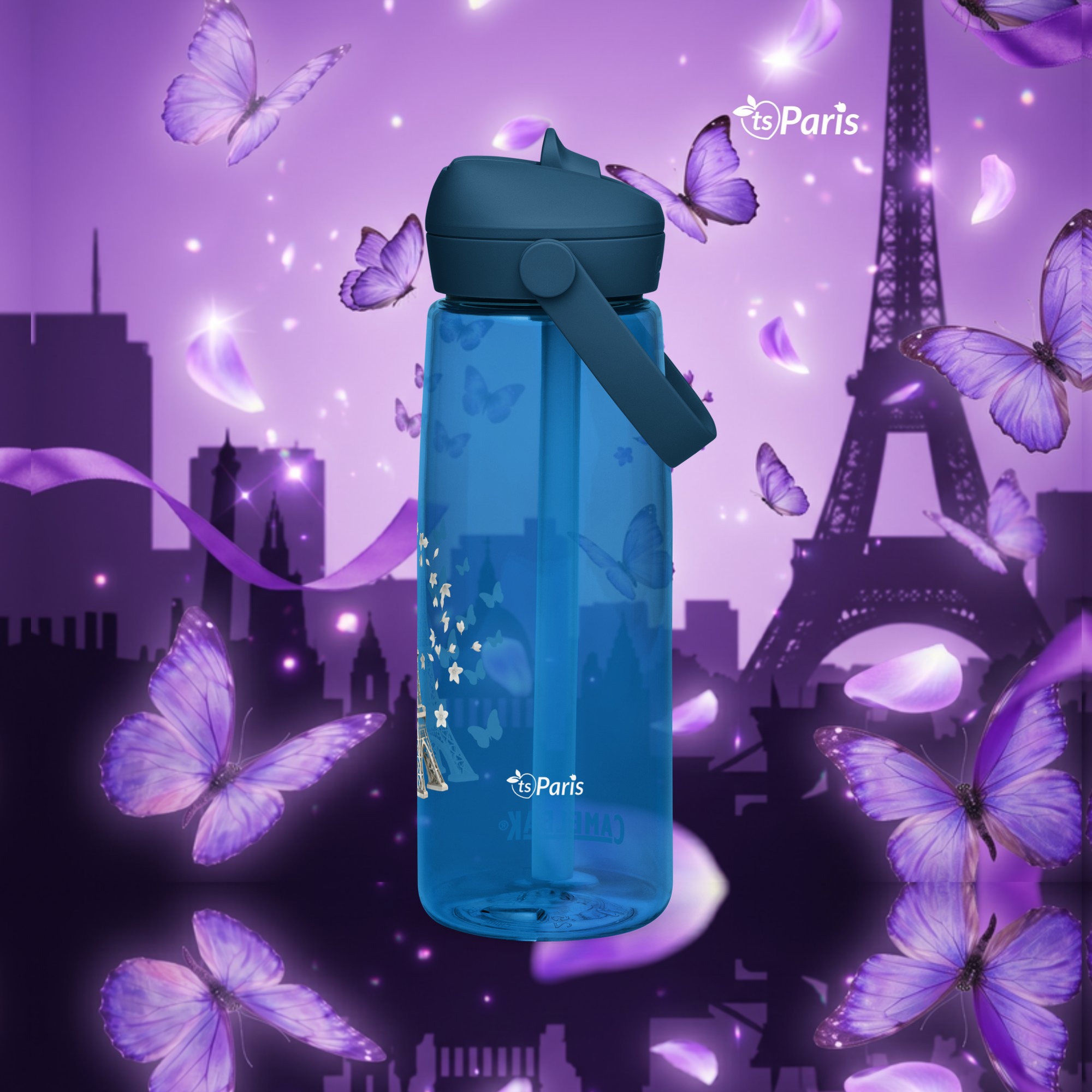 CamelBak® Eddy® by tsgabrielle® • Paris - La Tour Eiffel • Gourde Sportive • Paille Rabattable • 3 Couleurs • 74 cl - Oxford Blue - View 5