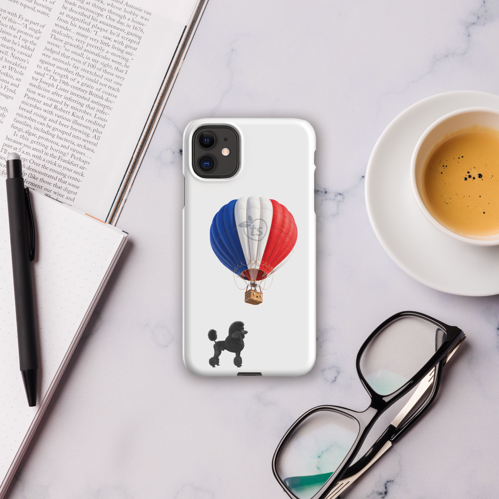 tsgabrielle® • Parijs - Le Chien • Snap Case Compatibel met iPhone® • Wit • Nieuwste Modellen - View 3